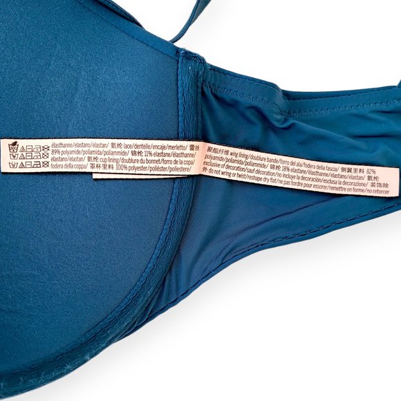 Victoria's Secret Perfect Shape Lined Racerback Demi Bra 34D Blue - Picture 11 of 11